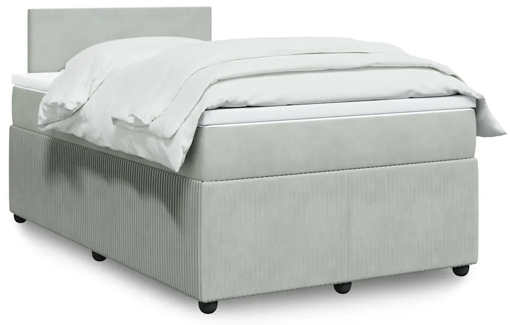 Cama boxspring com colchão 120x190 cm veludo cinzento-claro