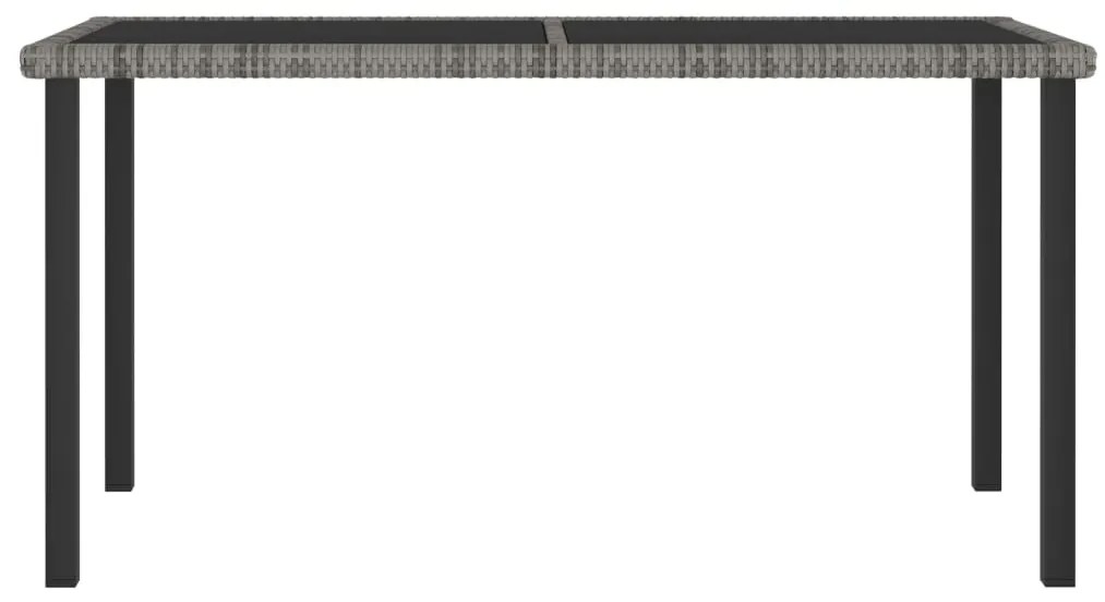 5 pcs conjunto de jantar para jardim vime PE cinzento