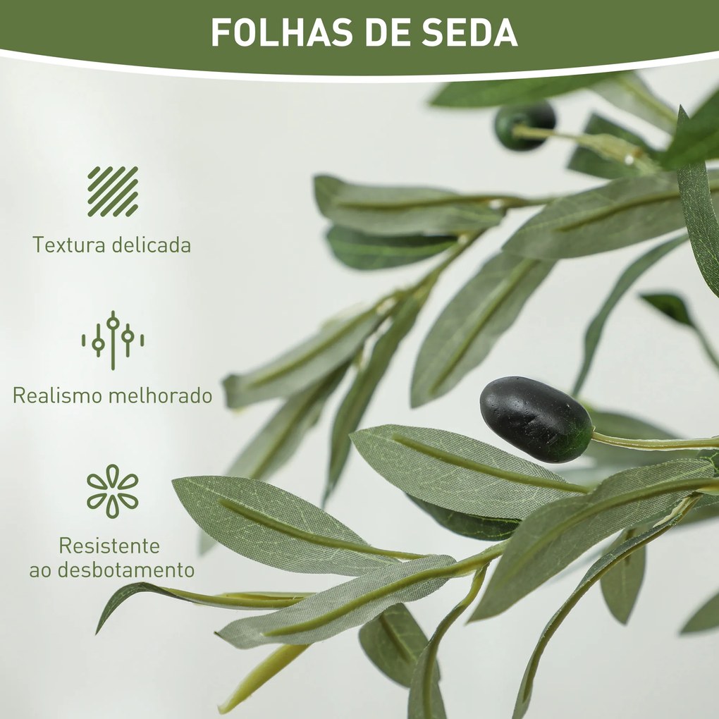 Oliveira Artificial Planta Artificial Decorativa de Interior com 20 Azeitonas Decoração  Ø15x120 cm Verde