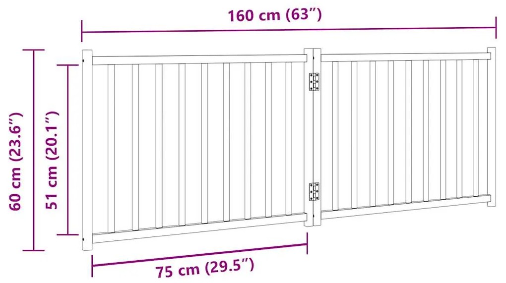 Portão p/ cães dobrável 2 painéis 160cm abeto carvalho castanho