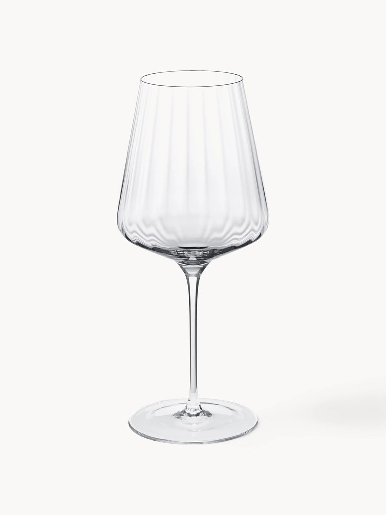 Copos de vinho tinto de cristal Bernadotte com estrutura ranhurada, conjunto de 6