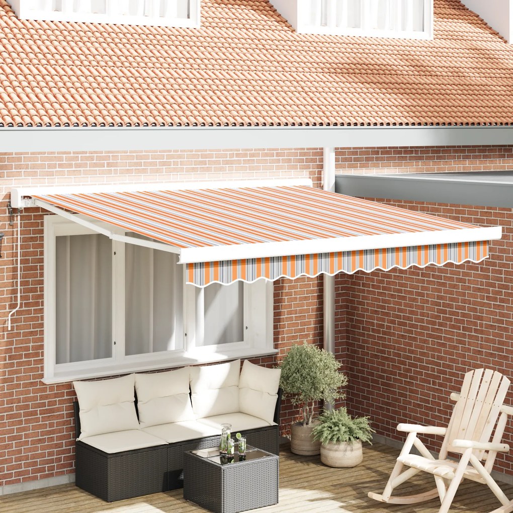 vidaXL Toldo Retrátil Automático Listrado Multicolorido 350x250 cm