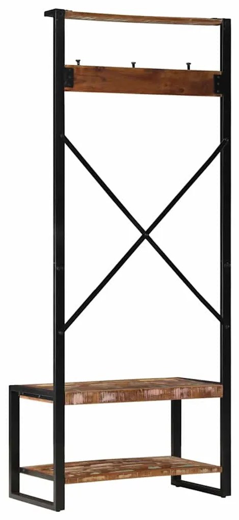 Suporte para roupas 80x40x190 cm madeira reciclada maciça