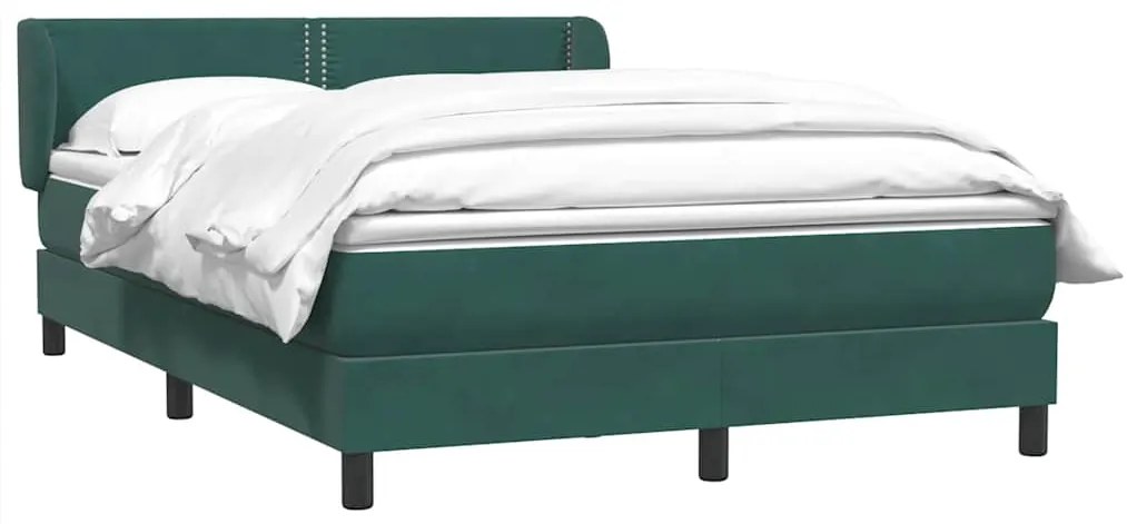 Box Cama primavera com Colchão Verde Escuro 140x210 cm Veludo