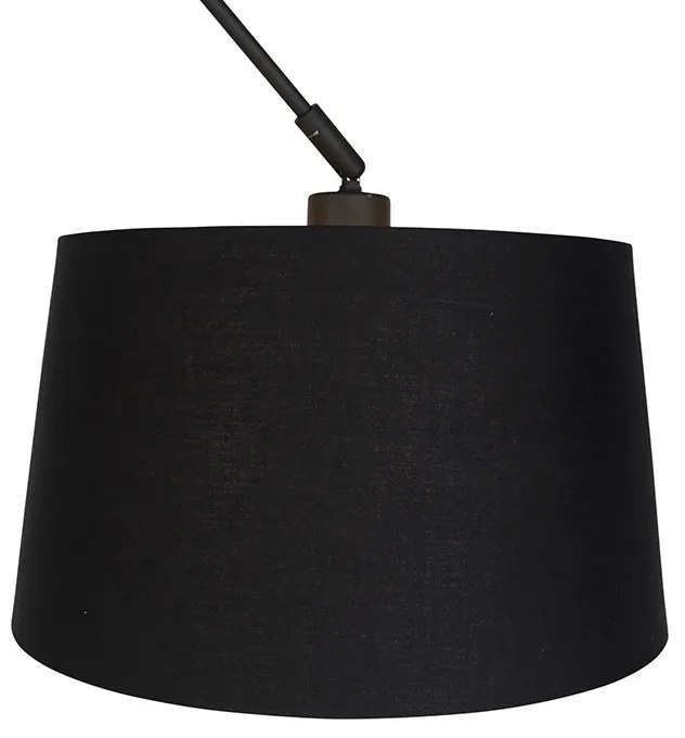 Candeeiro de suspensão preto com abajur de algodão preto e dourado 35 cm - Blitz Moderno