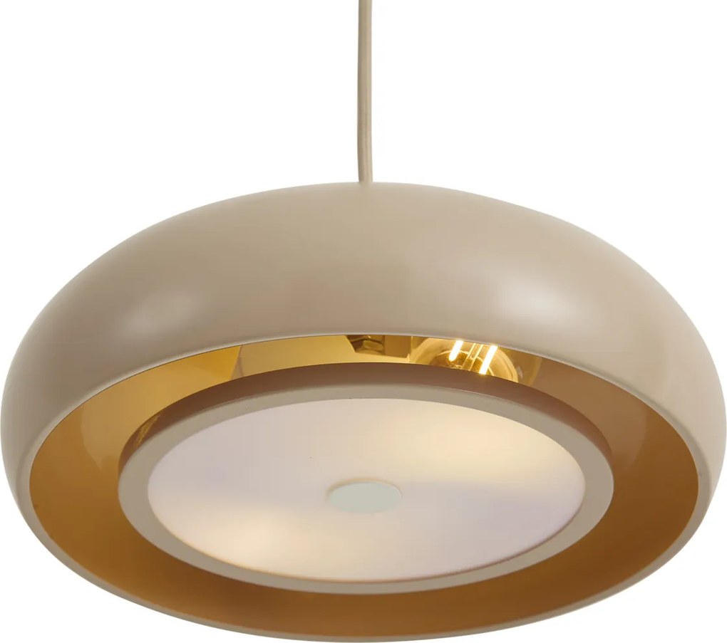 Candeeiro Suspenso Retro Taupe com Abajur de Metal 2 Luzes - Macaron