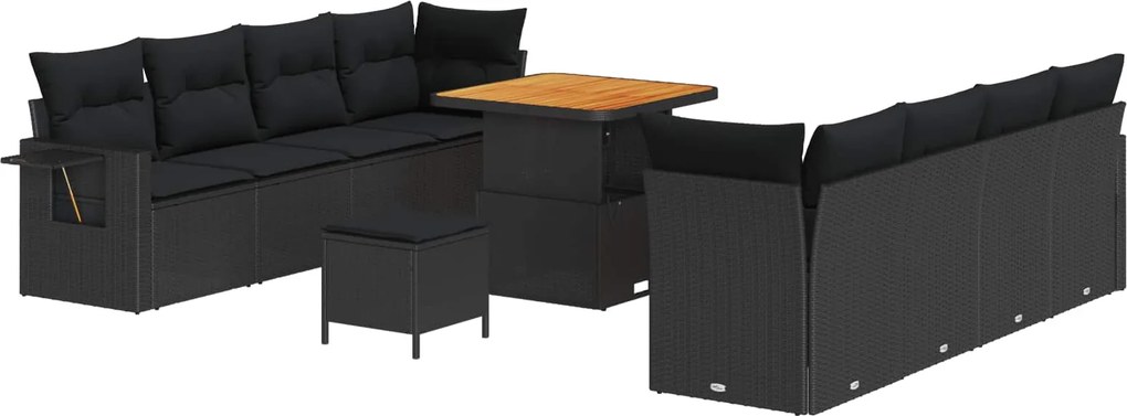 vidaXL Conjunto de Sofá de Jardim 11 pcs Preto Rattan Sintético