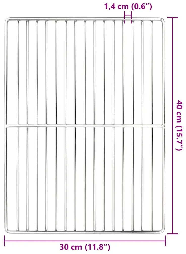 Grelha de Churrasqueira Retangular vidaXL 40x30 cm em Aço Inoxidável 3