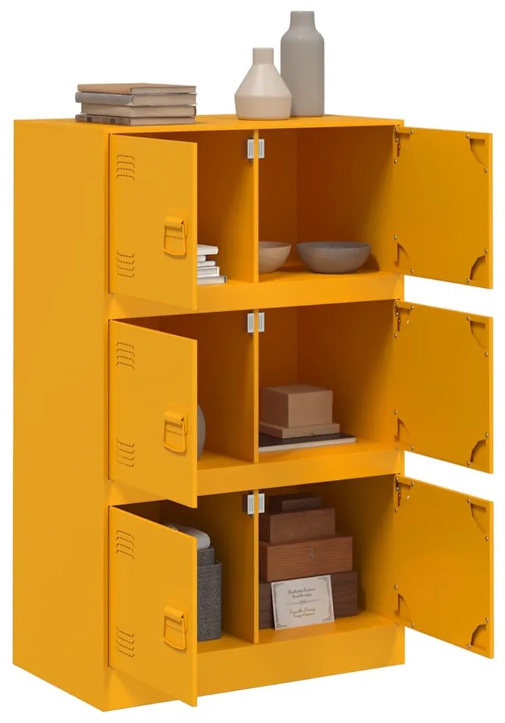 Aparador 67x39x107 cm aço amarelo mostarda
