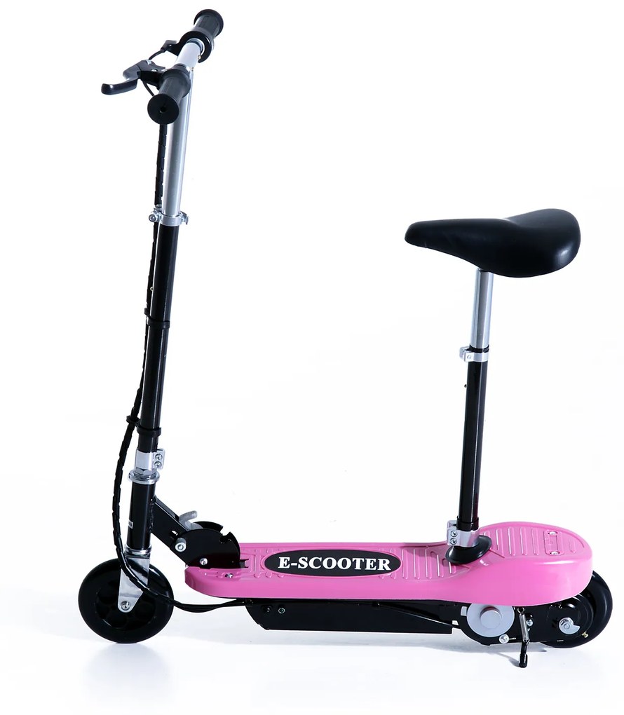 Trotinete Elétrica Infantil Dobrável com Guiador e Assento Ajustável - Cor-de-Rosa- 76 x 13 x 96 cm
