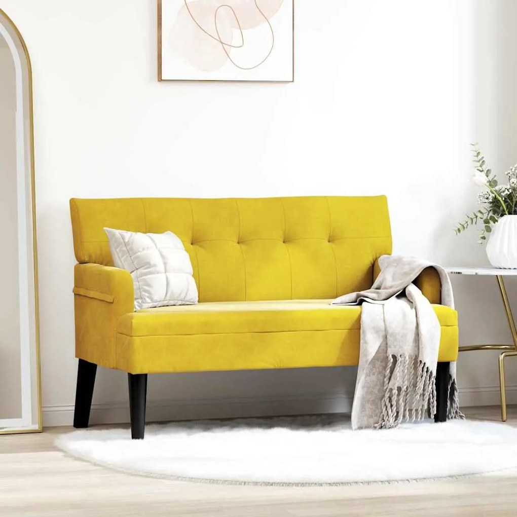 vidaXL Banco Chesterfield Amarelo 112 x 65,5 x 75 cm Veludo