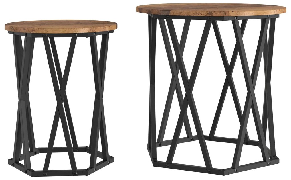 Mesas de Lado vidaXL 2 pcs Madeira Vintage Engenharia