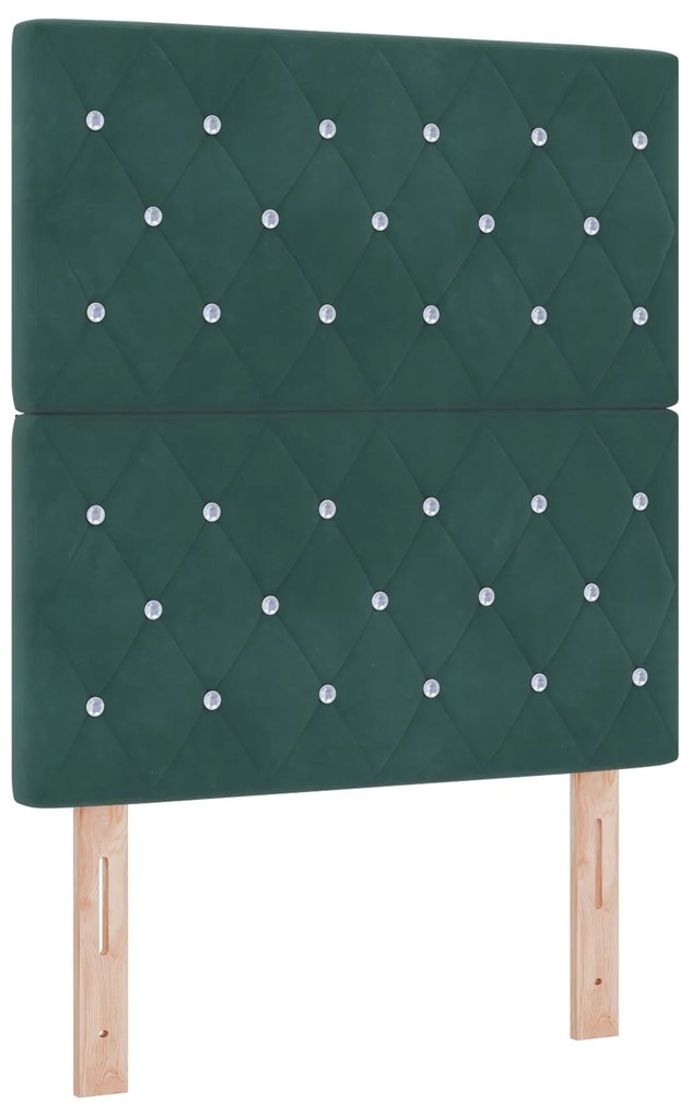 Cama Box Spring com Colchão & Banco Verde Escuro 80x200 cm Veludo