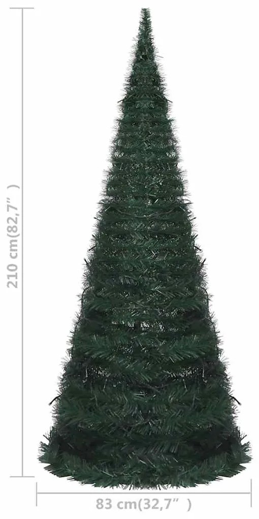 Árvore Natal pop-up artificial pré-iluminada 210 cm verde