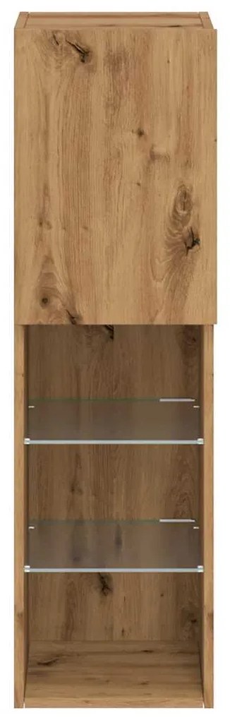 Móveis de TV c/ luzes LED 2pcs 30,5x30x102cm carvalho artisiano