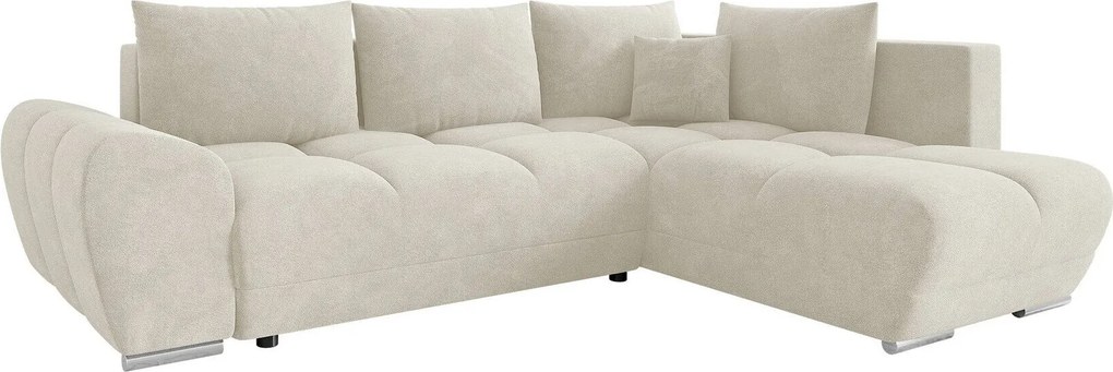 Sofá de canto Camden 107, Cama com arrumação, 290x183x85cm, 157 kg, Pernas: Plástico
