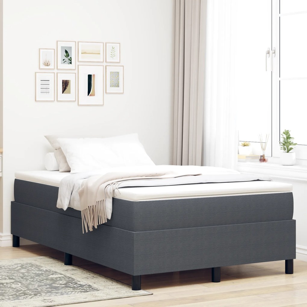 vidaXL Cama Box Spring da com Colchão Cinza Escuro 120x200 cm Tecido de Corduroy