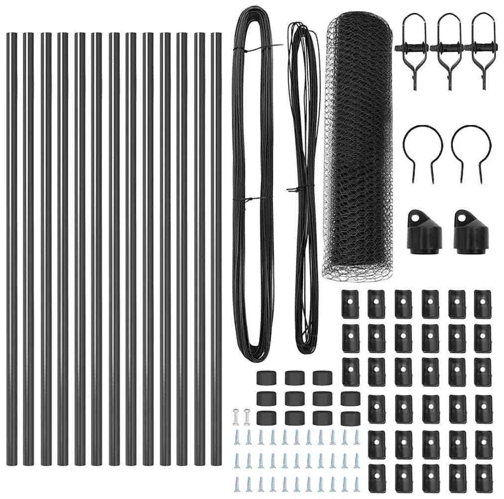 Conjunto de Cercas Conjunto de 2 Cinza Metal, Plástico 25 x 0,5 m
