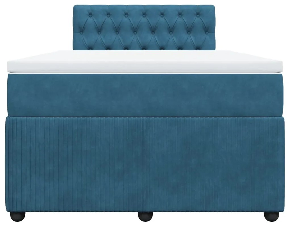 Cama boxspring com colchão 120x190 cm veludo azul