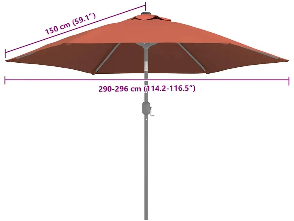 Tecido de substituição p/ guarda-sol exterior 300 cm terracota