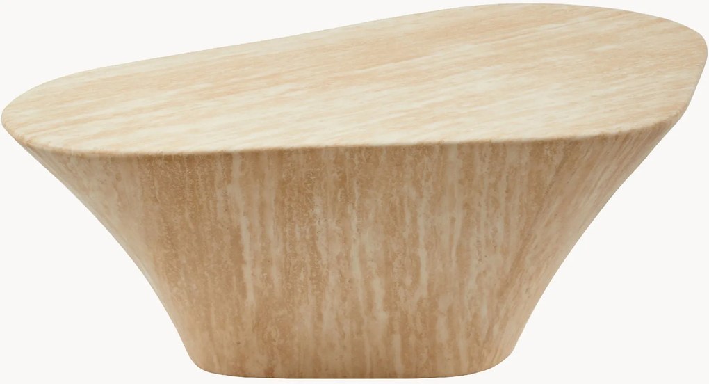 Mesa de centro com aspeto de travertino e formato orgânico Iris
