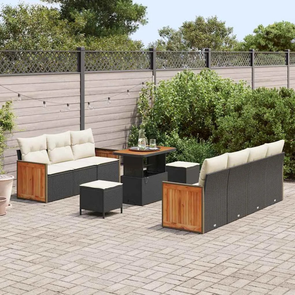 Conjunto de Sofá de Jardim vidaXL de 10 Peças com Almofadas Rattan Pre