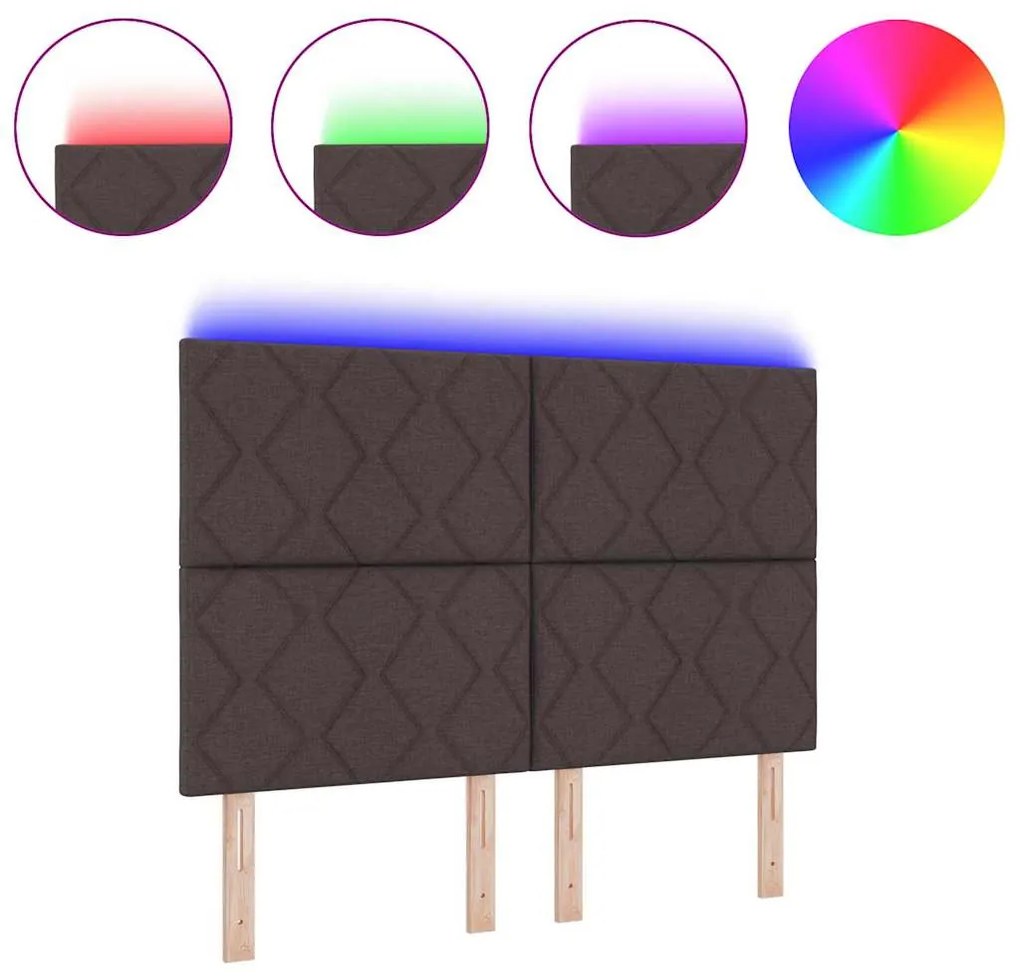 Cabeceira de LED vidaXL Design de Blocos de Diamante Castanho Escuro 1