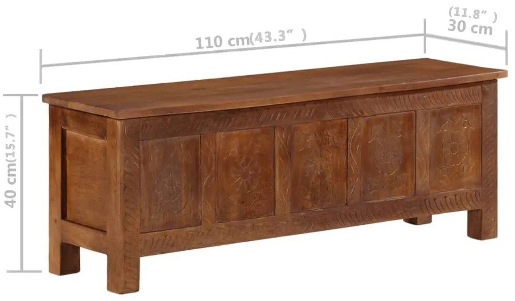 Caixa de arrumação 110x30x40 cm madeira de mangueira maciça
