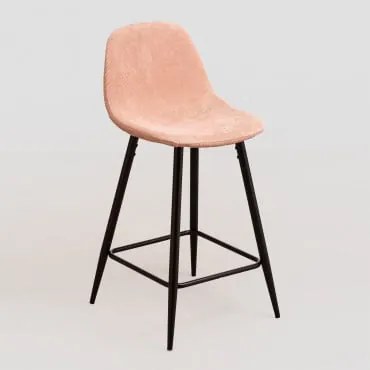 Banqueta Alta Em Veludo Cotelê Glamm Cor-de-rosa & ↑65 Cm & Preto - Sklum