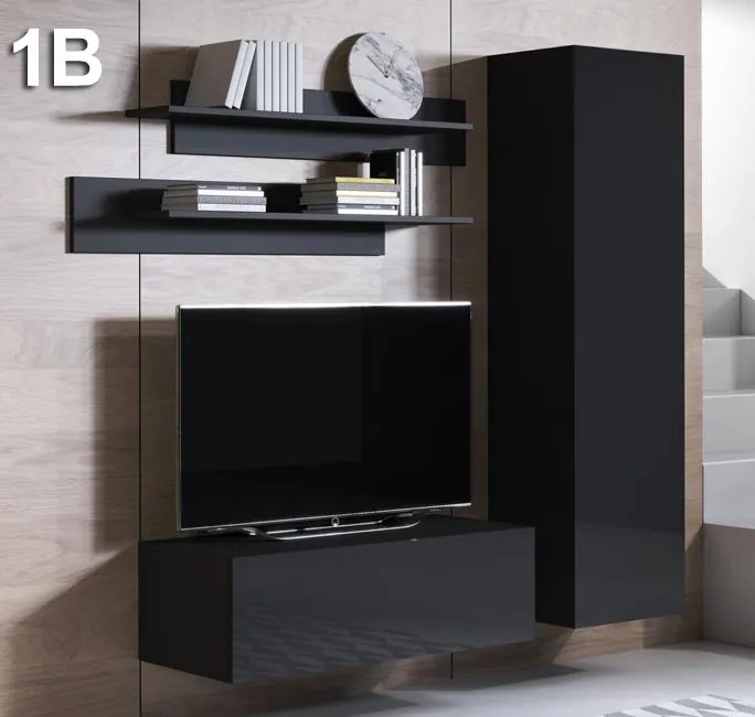 Conjunto de Móveis de Sala Ardegão – 1,6 m – Modular em Preto com Móve
