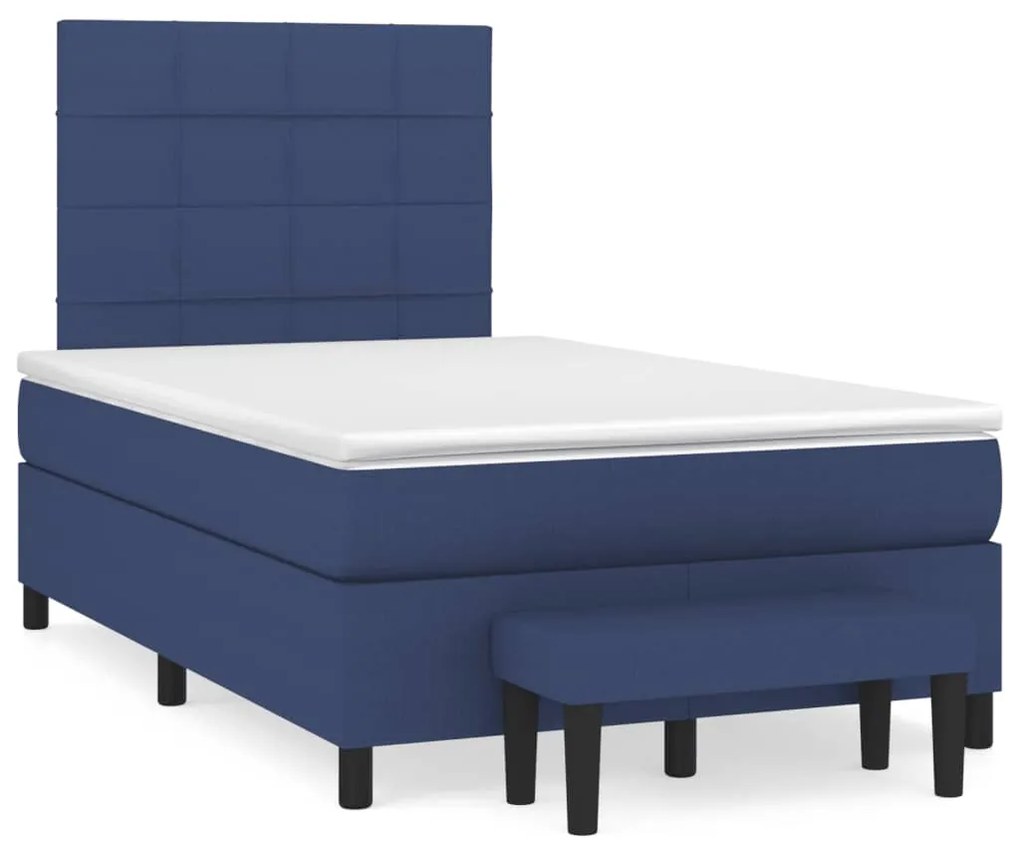 Cama boxspring com colchão 120x190 cm tecido azul