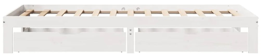 Estrutura de cama com gavetas 90x190 cm pinho maciço branco