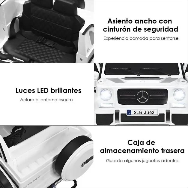 Carro Elétrico 12V para Crianças Mercedes Benz Maybach 3-8 Anos de Idade com Controlo Parental 2 Portas Branco