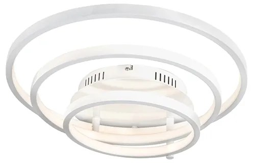 Candeeiro de teto moderno branco com LED e dimmer - Rondas Moderno