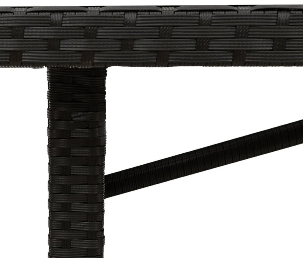 Mesa de jardim com tampo de vidro 190x80x75 cm vime PE preto