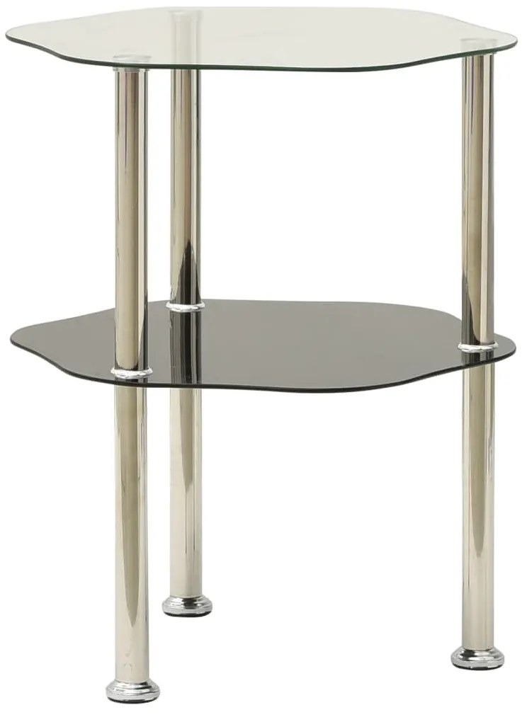Mesa apoio 2 prateleiras 38x38x50cm vidro temp. transp./preto