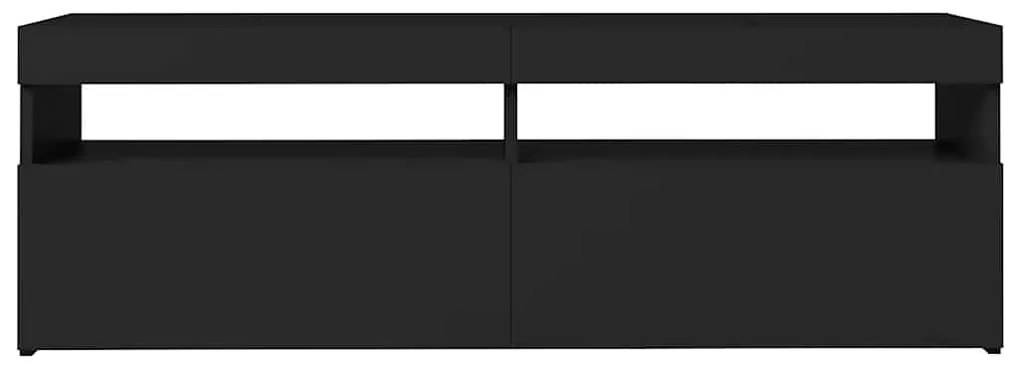 Móvel de TV com luzes LED 120x35x40 cm preto