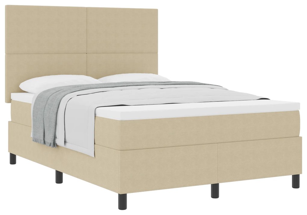 Cama Box Spring com Colchão Verde Claro Cinza 140x200 cm Tecido de Cor