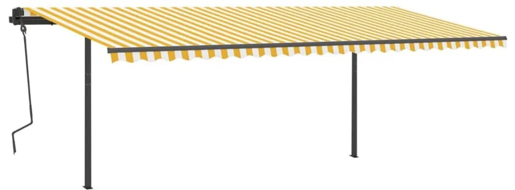 Toldo retrátil automático com postes 6x3 m amarelo e branco