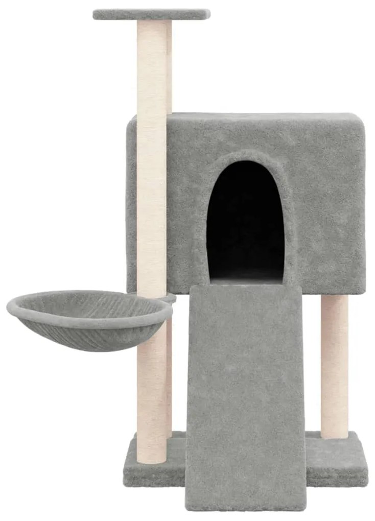 Árvore p/ gatos c/ postes arranhadores sisal 96 cm cinza-claro