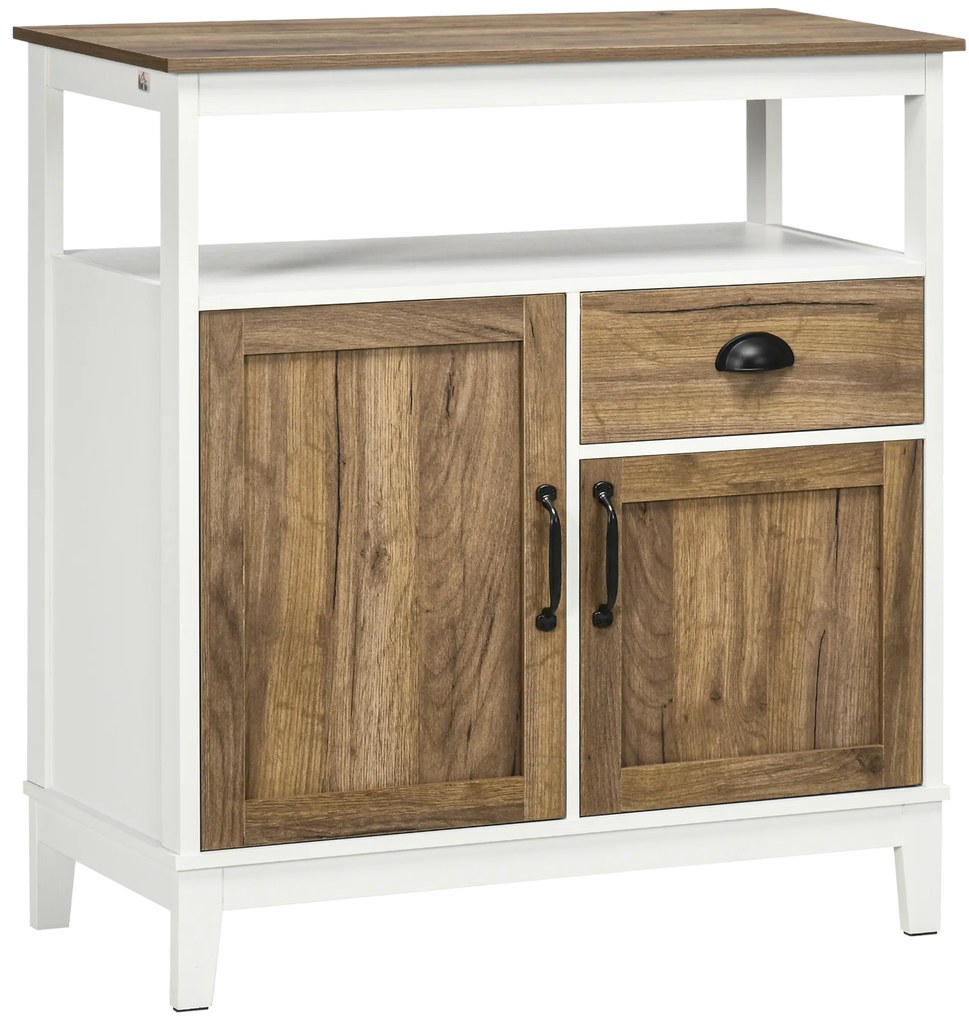 HOMCOM Aparador 2 Portas Gaveta Prateleira Ajustável Sala Estar 76,6x35x81,5 cm Branco Madeira Envelhecida | Aosom Portugal
