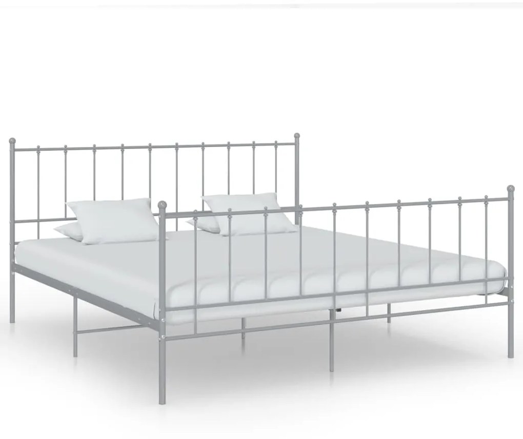 Estrutura de cama 200x200 cm metal cinzento