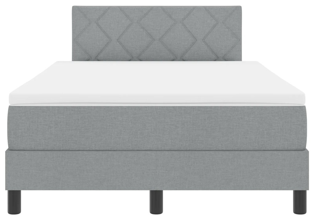 Cama Box Spring com Colchão Cinza Claro 120x190 cm Tecido