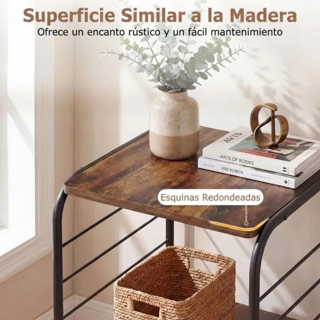 Estante giratória de 4 níveis Torre 360° com estrutura metálica 40 x 40 x 115 cm economiza espaço de canto para escritório, casa, sala, Preto+Castanho