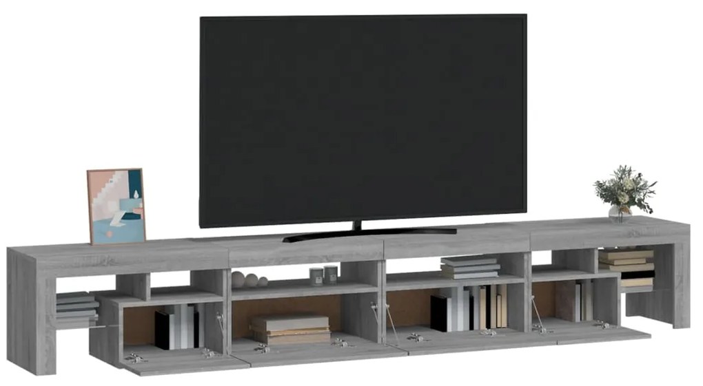 Móvel de TV com luzes LED 260x36,5x40 cm sonoma cinza