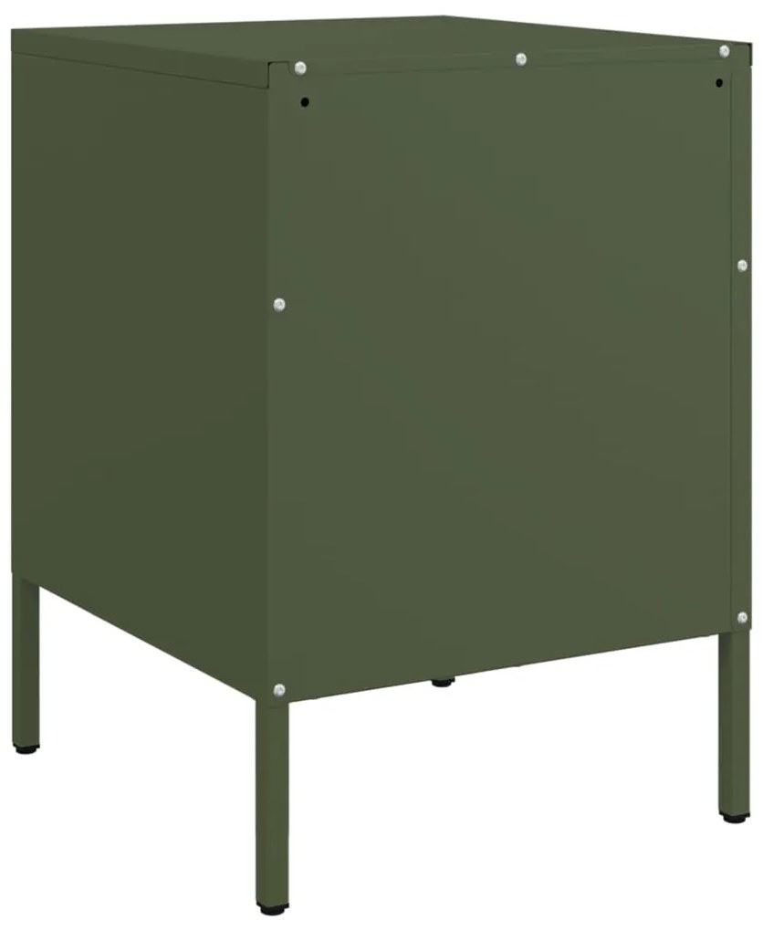 Mesas de cabeceira 2 pcs 36x39x50,5 cm aço verde azeitona