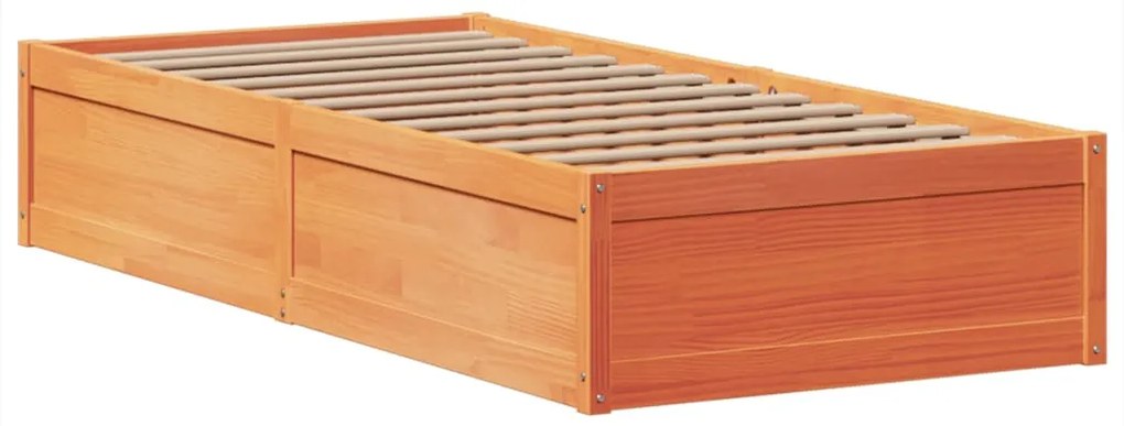 Cama sem colchão 100x200 cm pinho maciço castanho-mel