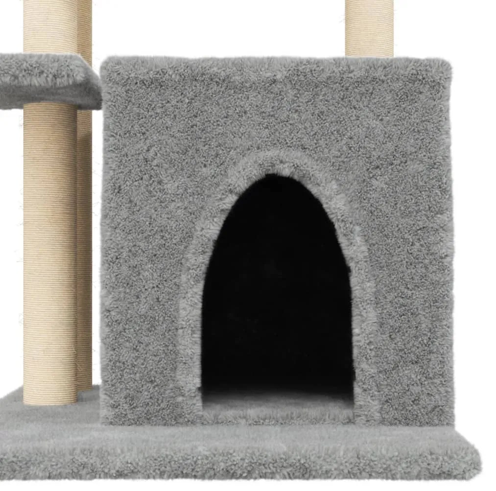 Árvore p/ gatos c/ postes arranhadores sisal 83,5cm cinza-claro