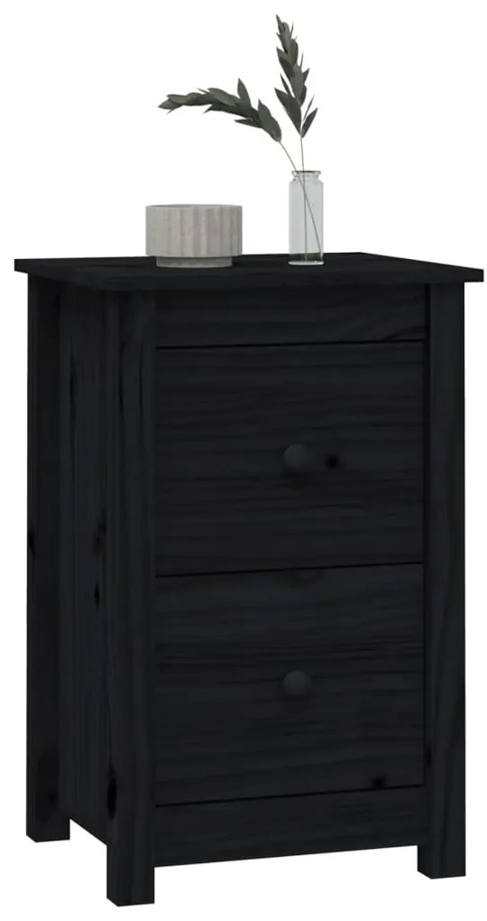 Mesa de cabeceira 40x35x61,5 cm madeira de pinho maciça preto