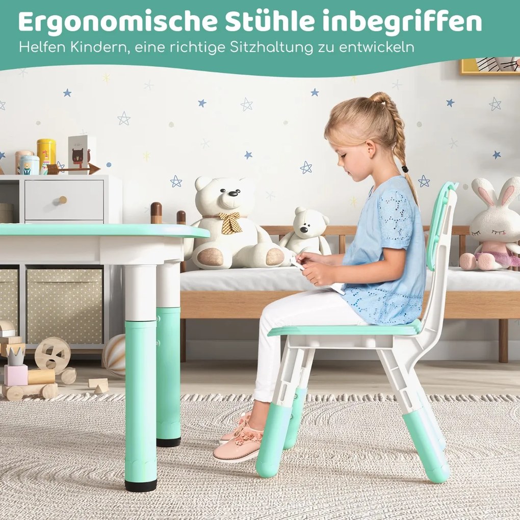 Conjunto de mesa e cadeiras infantil para 4 pessoas com mesa de trabalho Graffiti - Rosa